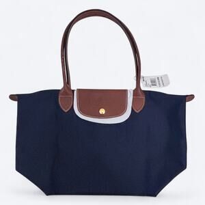 Longchamp NEW Le Pliage Original Medium Shoulder Tote Bag Navy Recycled Canvas